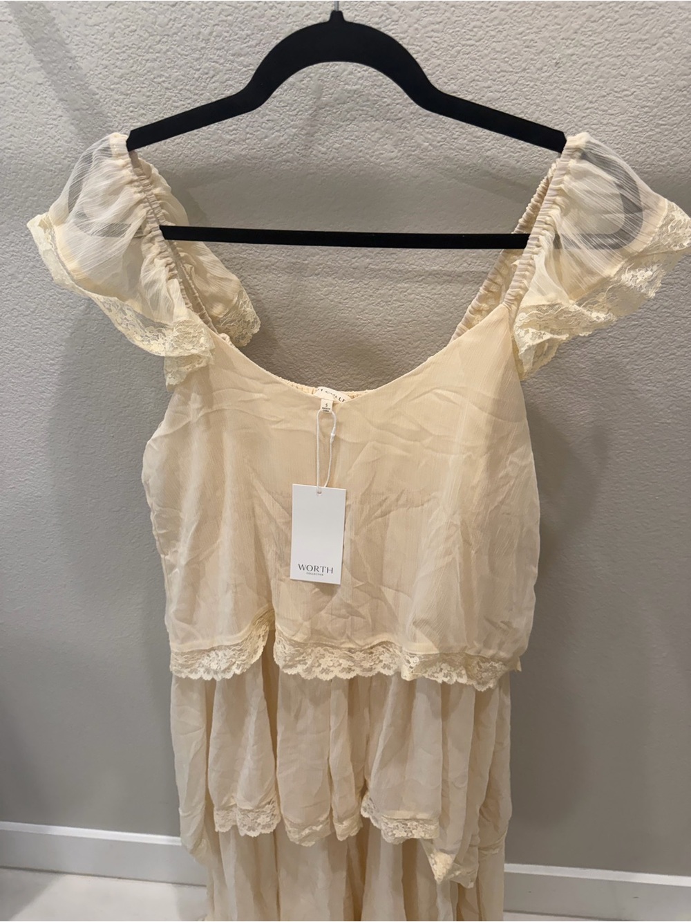 NWT Worth Collective Nicola Maxi Dress in Light Beige - Picture 4 of 4